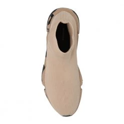 Balenciaga Logo-Print Speed Sneakers Beige